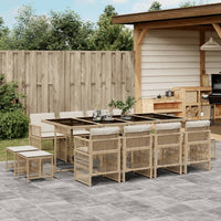Thumbnail for 13-tlg. Garten-Essgruppe mit Kissen Beige Poly Rattan