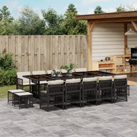 Thumbnail for 15-tlg. Garten-Essgruppe mit Kissen Schwarz Poly Rattan
