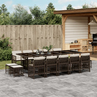 Thumbnail for 15-tlg. Garten-Essgruppe mit Kissen Braun Poly Rattan