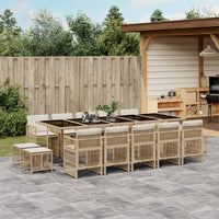 Thumbnail for 15-tlg. Garten-Essgruppe mit Kissen Beige Poly Rattan