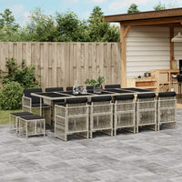 Thumbnail for 15-tlg. Garten-Essgruppe mit Kissen Hellgrau Poly Rattan