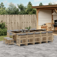 Thumbnail for 15-tlg. Garten-Essgruppe mit Kissen Beigemischung Poly Rattan