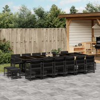 Thumbnail for 17-tlg. Garten-Essgruppe mit Kissen Schwarz Poly Rattan