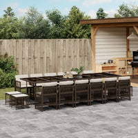 Thumbnail for 17-tlg. Garten-Essgruppe mit Kissen Braun Poly Rattan