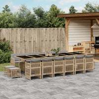 Thumbnail for 17-tlg. Garten-Essgruppe mit Kissen Beigemischung Poly Rattan