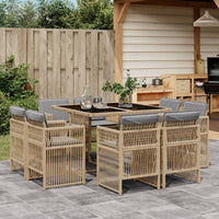 Thumbnail for 9-tlg. Garten-Essgruppe mit Kissen Beigemischung Poly Rattan