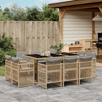 Thumbnail for 11-tlg. Garten-Essgruppe mit Kissen Beigemischung Poly Rattan
