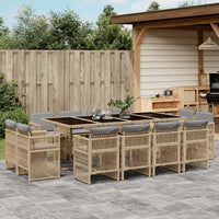 Thumbnail for 13-tlg. Garten-Essgruppe mit Kissen Beigemischung Poly Rattan