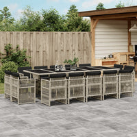 Thumbnail for 15-tlg. Garten-Essgruppe mit Kissen Hellgrau Poly Rattan