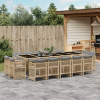 Thumbnail for 15-tlg. Garten-Essgruppe mit Kissen Beigemischung Poly Rattan