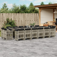 Thumbnail for 17-tlg. Garten-Essgruppe mit Kissen Hellgrau Poly Rattan