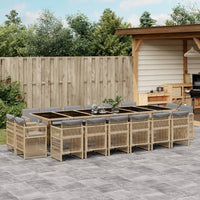 Thumbnail for 17-tlg. Garten-Essgruppe mit Kissen Beigemischung Poly Rattan