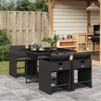 Thumbnail for 5-tlg. Garten-Essgruppe mit Kissen Schwarz Poly Rattan
