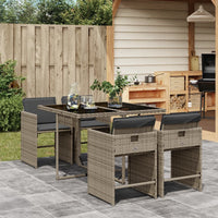 Thumbnail for 5-tlg. Garten-Essgruppe mit Kissen Grau Poly Rattan