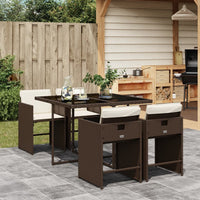 Thumbnail for 5-tlg. Garten-Essgruppe mit Kissen Braun Poly Rattan