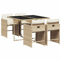 Thumbnail for 5-tlg. Garten-Essgruppe mit Kissen Beige Poly Rattan