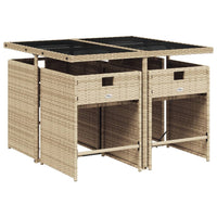 Thumbnail for 5-tlg. Garten-Essgruppe mit Kissen Beige Poly Rattan