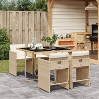 Thumbnail for 5-tlg. Garten-Essgruppe mit Kissen Beige Poly Rattan