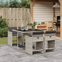 Thumbnail for 5-tlg. Garten-Essgruppe mit Kissen Hellgrau Poly Rattan
