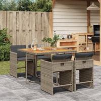 Thumbnail for 5-tlg. Garten-Essgruppe mit Kissen Grau Poly Rattan