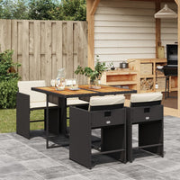 Thumbnail for 5-tlg. Garten-Essgruppe mit Kissen Schwarz Poly Rattan
