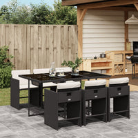 Thumbnail for 7-tlg. Garten-Essgruppe mit Kissen Schwarz Poly Rattan