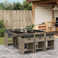 Thumbnail for 7-tlg. Garten-Essgruppe mit Kissen Grau Poly Rattan