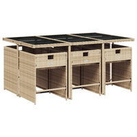 Thumbnail for 7-tlg. Garten-Essgruppe mit Kissen Beige Poly Rattan