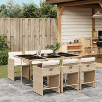 Thumbnail for 7-tlg. Garten-Essgruppe mit Kissen Beige Poly Rattan