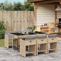 Thumbnail for 7-tlg. Garten-Essgruppe mit Kissen Beigemischung Poly Rattan
