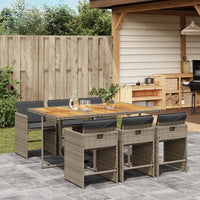 Thumbnail for 7-tlg. Garten-Essgruppe mit Kissen Grau Poly Rattan