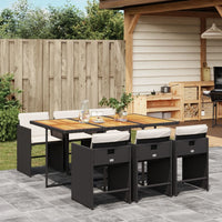 Thumbnail for 7-tlg. Garten-Essgruppe mit Kissen Schwarz Poly Rattan