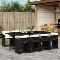 Thumbnail for 9-tlg. Garten-Essgruppe mit Kissen Schwarz Poly Rattan