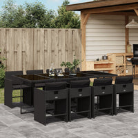 Thumbnail for 9-tlg. Garten-Essgruppe mit Kissen Schwarz Poly Rattan
