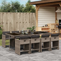 Thumbnail for 9-tlg. Garten-Essgruppe mit Kissen Grau Poly Rattan
