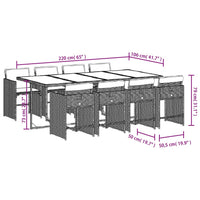 Thumbnail for 9-tlg. Garten-Essgruppe mit Kissen Braun Poly Rattan