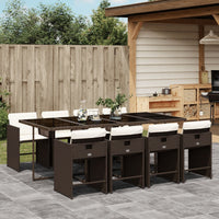 Thumbnail for 9-tlg. Garten-Essgruppe mit Kissen Braun Poly Rattan