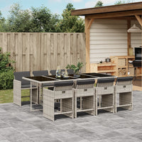Thumbnail for 9-tlg. Garten-Essgruppe mit Kissen Hellgrau Poly Rattan