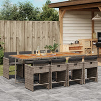 Thumbnail for 9-tlg. Garten-Essgruppe mit Kissen Grau Poly Rattan