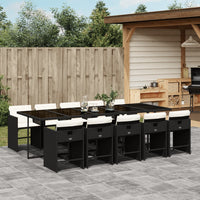 Thumbnail for 11-tlg. Garten-Essgruppe mit Kissen Schwarz Poly Rattan