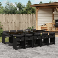 Thumbnail for 11-tlg. Garten-Essgruppe mit Kissen Schwarz Poly Rattan