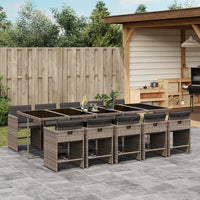Thumbnail for 11-tlg. Garten-Essgruppe mit Kissen Grau Poly Rattan