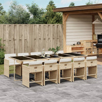 Thumbnail for 11-tlg. Garten-Essgruppe mit Kissen Beige Poly Rattan