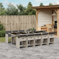 Thumbnail for 11-tlg. Garten-Essgruppe mit Kissen Hellgrau Poly Rattan