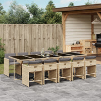 Thumbnail for 11-tlg. Garten-Essgruppe mit Kissen Beigemischung Poly Rattan
