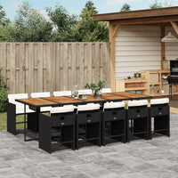 Thumbnail for 11-tlg. Garten-Essgruppe mit Kissen Schwarz Poly Rattan