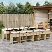 Thumbnail for 13-tlg. Garten-Essgruppe mit Kissen Beige Poly Rattan