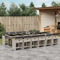 Thumbnail for 13-tlg. Garten-Essgruppe mit Kissen Hellgrau Poly Rattan