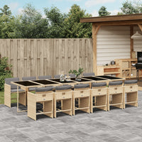 Thumbnail for 13-tlg. Garten-Essgruppe mit Kissen Beigemischung Poly Rattan