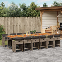 Thumbnail for 13-tlg. Garten-Essgruppe mit Kissen Grau Poly Rattan